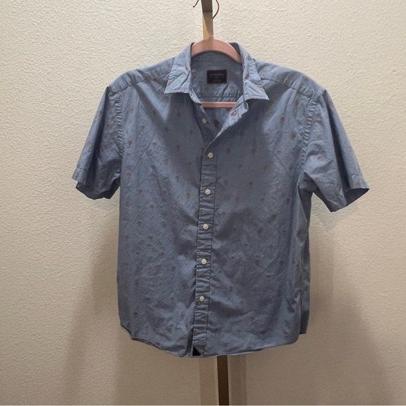 UNTUCKit Hamilton Blue Pink Palm Tree Short Sleeve Button Down Shirt Small - Picture 1 of 8